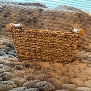Basket Woven W/Wood Handles